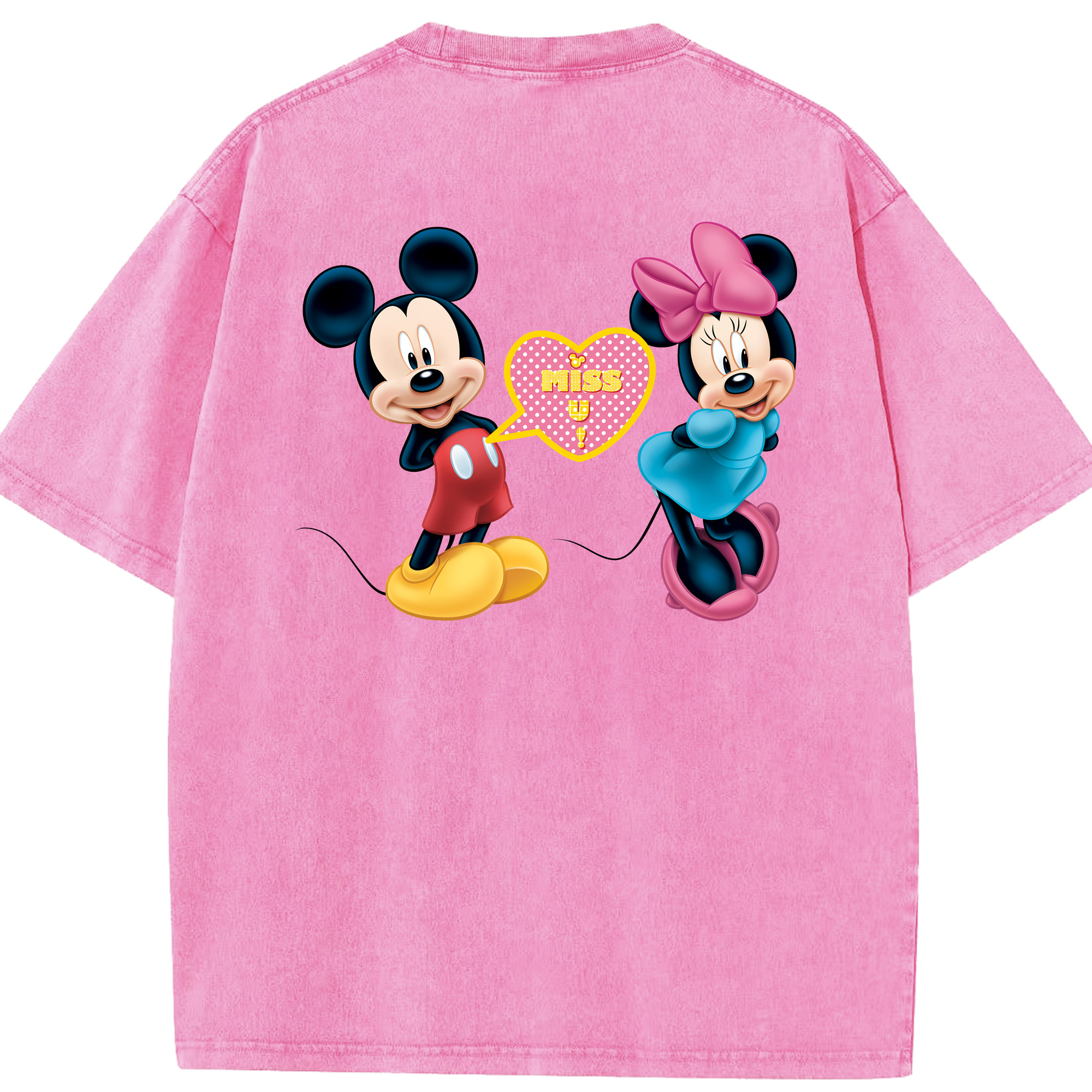 （画像用） ミッキーマウス Mickey Mouse 綿100% ヴィンテージ風 半袖Tシャツ（背面プリント）